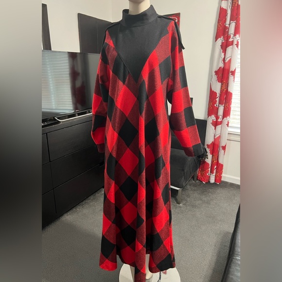 Italian red/black plaid dress - Picture 1 of 5